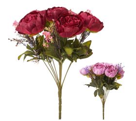 Kytica pivonka fialová/bordová zeleň mix/2f 38cm