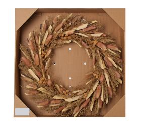 Veniec sušený, lagurus,trávy, bl/ruž/krém 46cm