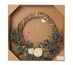 Veniec suš., ruže, eucal,gyps,limo, kré/mod/hne 45cm
