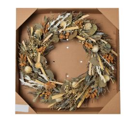 Veniec suš.,bodl, eucal,gyps, mix trávy,kré/hne/siv.zel 46cm