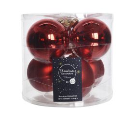 Guľa sklo lesk/matná červená pr.8cm