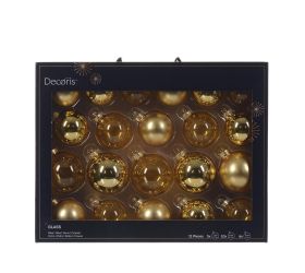 Guľa sklo zlatá trans/lesklé/mraz. s/21 pr.7cm