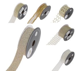 Stuha polyester zlatá 6ass2cmx10m