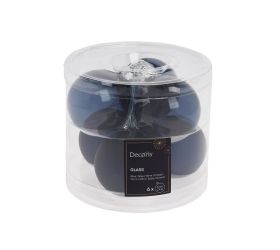 Guľa sklo transp. /tm.modrá s/6 pr.6cm