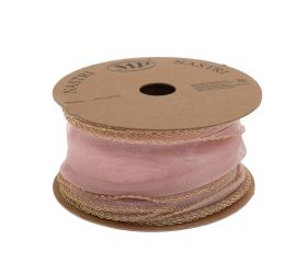 Stuha tyl ružová/zlatý lem 6,3cm/10m 4979xg 57
