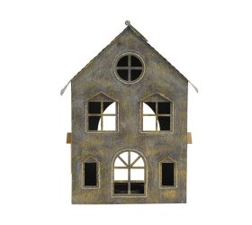 Domček siv-zla plech na čajovku 22x17.5x8cm