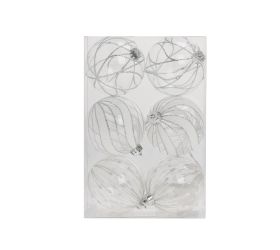 Gule plast. číre/str/bie ornament mix s/6 8cm