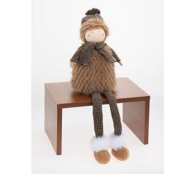 Chlapec sediaci hne/béž textil 61cm