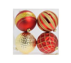 Gule plast. čer/zla lesk/mat ornament s/4 15cm