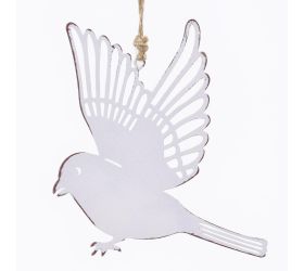 Záves vtáčik kovový biely 13x12,5x0,2cm