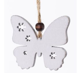 Záves motýľ biely drevo s/4