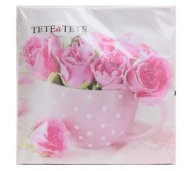 Tl571000 servítky tat roses in a cup 3vrs/33x33cm