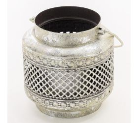 Svietnik kovový vyrezávaný+sklo 10x9,5x9,5cm