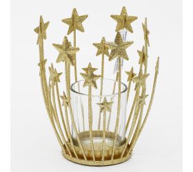 Svietnik hviezdy zlaté 9,5x9,5x12cm