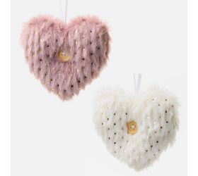 Záves srdce kožušinka mix 11x10cm