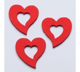 Výrez srdce drev.červené s/40 3cm super cena