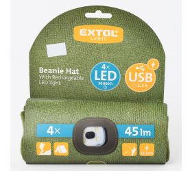 Pevnácenačiapka s čel., zelená 4x led,45lm, 300amh usb nabíjanie