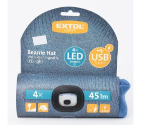 Pevnácenačiapka s čel., modrá 4x led,45lm, 300amh usb nabíjanie