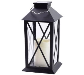 Lampáš čierny solar 1l led 14x14x28cm