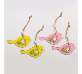 Vtáčik záves drevo  s/2 mix f 6.5x10.5cm