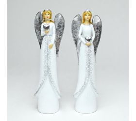 Anjel srdce biel/strieb 7x5x21,5cm mix 2