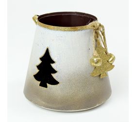 Lampáš výrez strom kov biel/hnedý 11x12x12cm