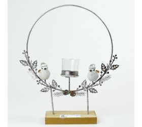 Svietnik kruh na podstavci kov strieb 35x29x7,5cm