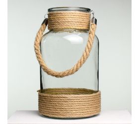 Nádoba sklo+juta 15x15x26cm