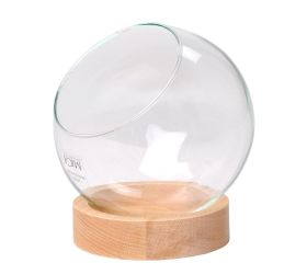 Guľa sklená na drevenom podstavci manhattan 14xv17cm