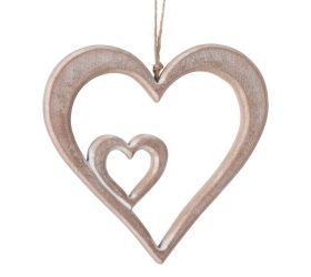 Záves dvoj-srdce malé nat/bie drevo 13,5*13*1,5cm
