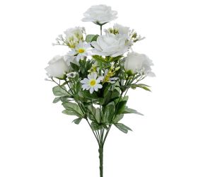 Kytica ruža x12 biela 43cm