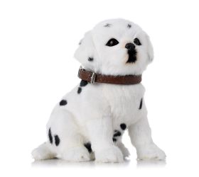 Psík dalmatín sediaci bie/čie textil 14,5*10*16cm
