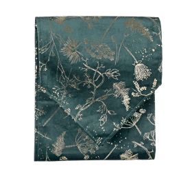 Vian. štóla na stôl vz. kvety tm.zel/šam.zla zam/textil 32*150cm