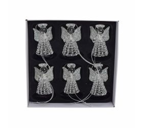 Vian. ozdoby anjel číre sklo s/6 5,5cm