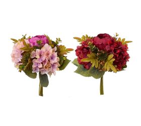 Kytica pivonka, hydrangea, bodliak, zeleň mix 2f 35cm