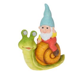 Slimák s trpaslíkom solar mgo 30x18x38cm