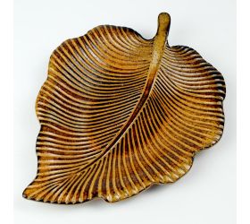 Tácka list mdf drevo hnedá 26x20x3,5cm