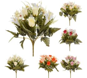 Kytica ľalia, ruža drob. kvety, zeleň 6f