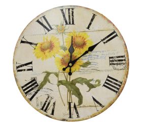 Hodiny nástenné mdf dia 34cm slnečnice