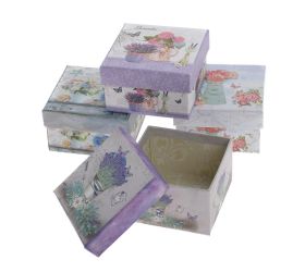 Darčeková krabička štvorec kvety 9,5x9,5x5,5cm mix vzorov