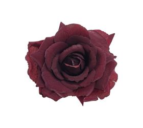 Hlava ruža klip bordo 14cm
