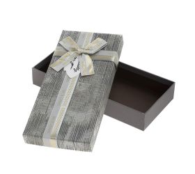 Darčeková krabička obdĺžnik mašľa 24,5x11,5x4cm strieborná