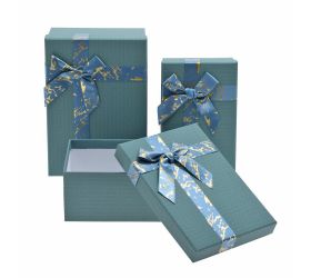 Darčeková krabička obdĺžnik mašľa s/3 19x12x6,5-23x16x9,5cm tyrkys