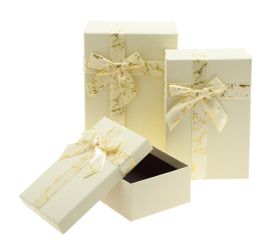 Darčeková krabička obdĺžnik mašľa s/3 19x12x6,5-23x16x9,5cm žltá