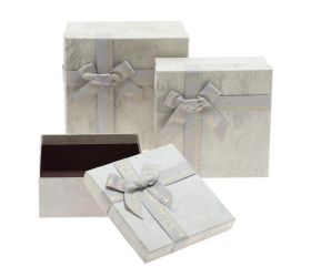 Darčeková krabička štvorec mašľa s/3 15,5x6,5-19,5x19,5cm tyrkys