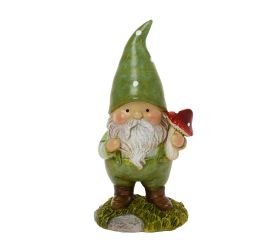 Trpaslík s muchotrávkou polyrez 7,5x6,5x16,5cm zelený