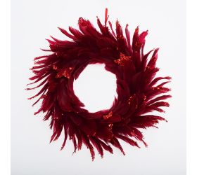 Veniec bordový perie 40cm