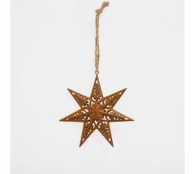 Záves hviezda hrdzavá, kov 12*12*2cm