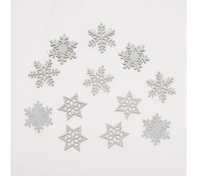 Drevené ozdoby biele mix/3 s/12 3,5*0,3*3,5cm