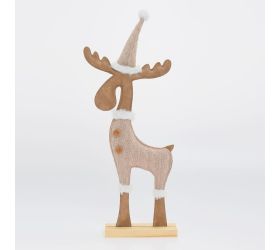 Sob hne/béž um. koža/drevo 19,5*5*42cm